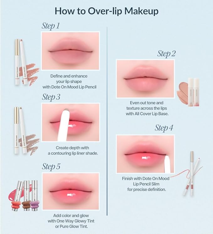 Heart Percent Dote On Mood Lip Liner Pencil, Long-Lasting Creamy Lip Crayon Smooth Lipliner Retractable Lipstick Overlip Line Color 0.8g, #03. Oat Beige