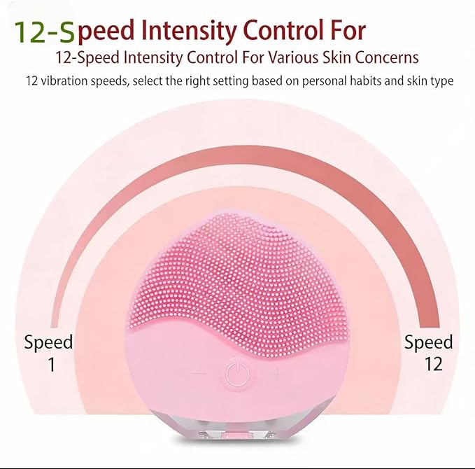 Facial Cleansing Brush | Anti Aging Face Massager | Enhances Absorption of Facial Skin Care Products | for Clean & Healthy Face Care | Simple & Easy | Waterproof (Pink)