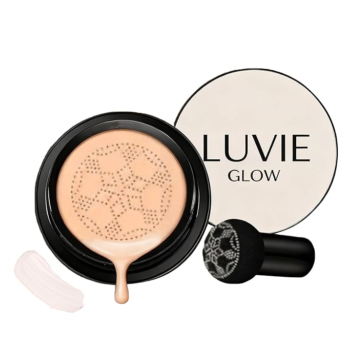 Foundation Cushion, Mushroom Head Air Cushion CC Cream, BB Cream Face Makeup Foundation, Moisturizing Concealer Brighten Long-Lasting, Even Skin Tone for All Skin Types (Ivory)