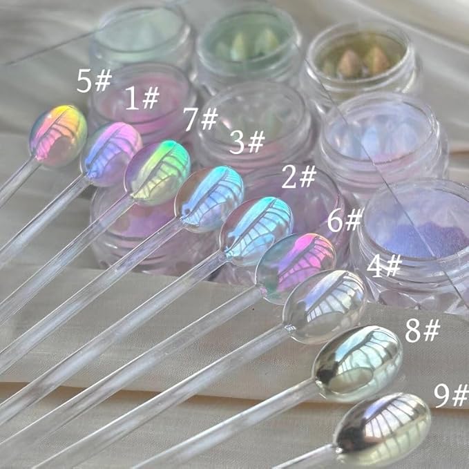CHARMING MAY Moonlight Rainbow Chrome Nail Powder,3 Jars Aurora Nail Powder Unicorn Mermaid Chrome Powder for Nails Nail Art Glitter (Moonlight#123)