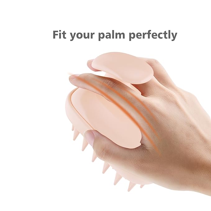 Rebex 2-in-1 Scalp Massager Shampoo Brush,Scalp Scrubber, Exfoliator Brush for Removing Dandruff & Hair Growth,Detangling Scrubber for Wet or Dry Hair (Peach Fuzz Color)