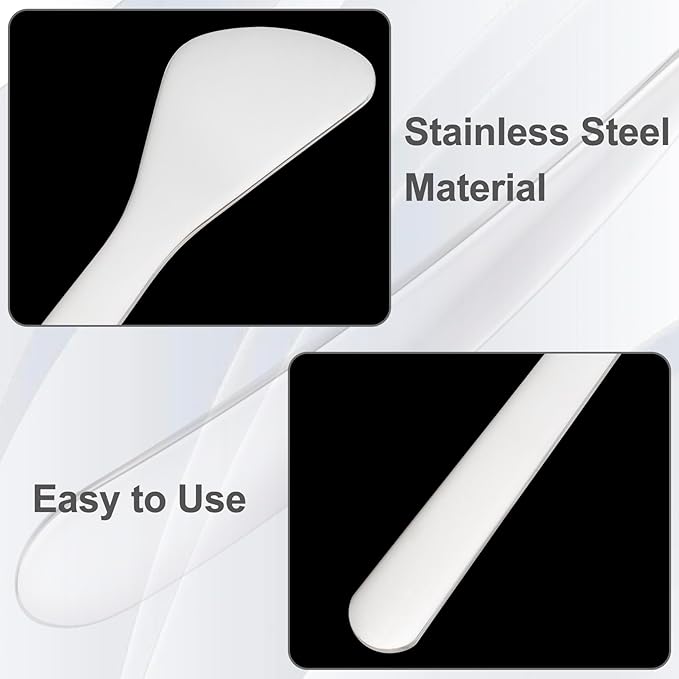 Pndeyo 3pcs Mini Metal Makeup Spatula, Reusable Cosmetic Cream Spatulas Spoon, Skincare Scoop Applicator Facial Massage Beauty Tools for Mixing and Sampling Face Eye Cream- 3.17"×0.98"
