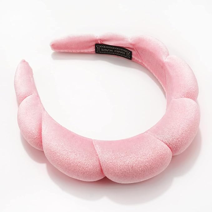 Ayesha Hairband, 2pcs Spa Headband for Women - Bubble Skincare Headband for Washing Face, Sponge Soft Hairband Skincare Makeup Headbands for Women Girls Shower, Pink & White