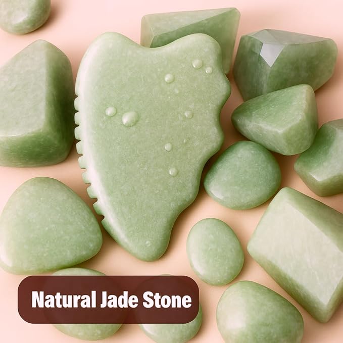 Gua Sha Facial Tools,Jade Gua Sha Stone Comb Edge, Guasha Tool for Face Jawline Sculpting Gifts