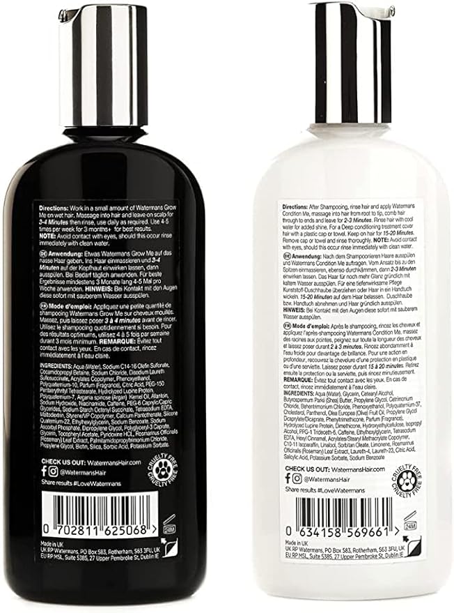 Watermans Hair Growth Bundle – Shampoo, Conditioner & Leave-In Elixir Treatment | Hair Survival Kit for Thicker, Stronger Hair with Biotin, Rosemary & DHT Blockers
