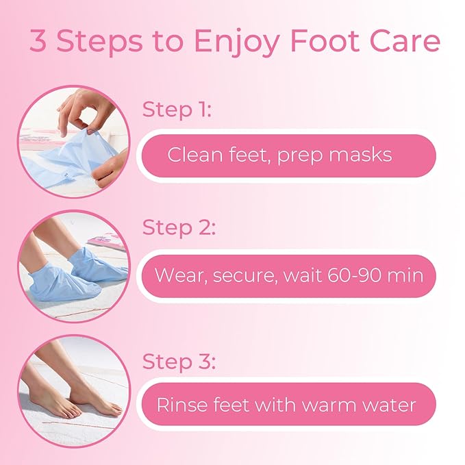 SAISZE Foot Peeling Mask, 4 Pairs Foot Peel Mask for Dry Cracked Feet, Dead Skin Callus Removal, Repair Soft Feet