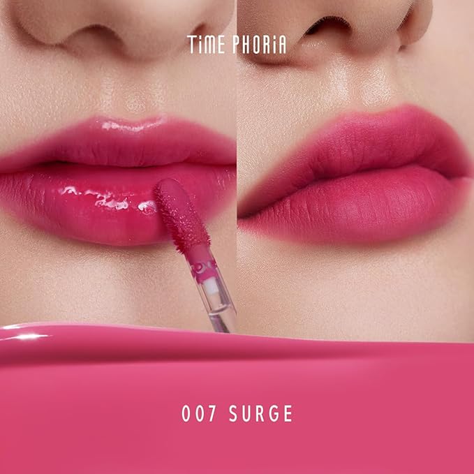TIMEPHORIA Altera Blurring Lip Tint 007 Surge, Fuschia Pink Glossy to Soft Matte Finish, Blur Lip Lines, Weightless No-Sticky Airy Velvet Texture, Vibrant Hydrating Long-Lasting Lip Makeup