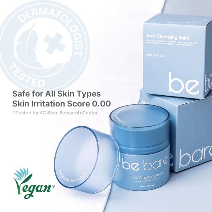 Naisture Bebare Twist Cleansing Balm with Hygienic Twist Dispenser: Cleanser for Heavy Makeup Removal, Hydrating Facial Wash for All Skin Types. Korean Vegan Skincare with Natural Oils, 1.69 Fl Oz