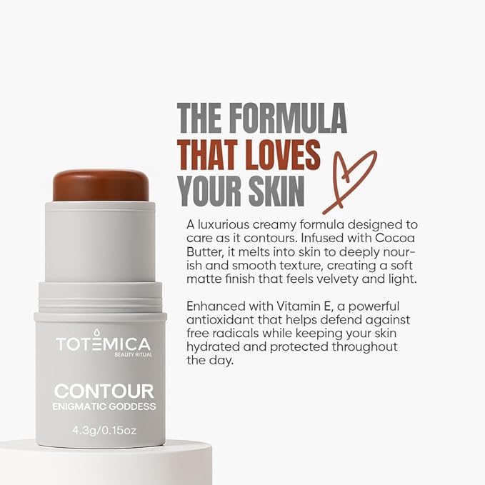 TOTEMICA Cream Contour Stick, “Enigmatic Goddess” by Ana Patricia, Cool Toned Sculpting Makeup, Soft Matte Cream Formula, Long-Lasting Blendable Face Shaping Stick| 0.15 oz - Coffee Breeze