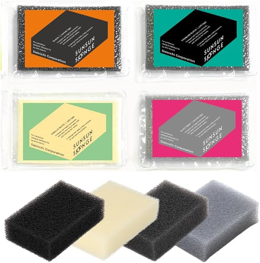 SunSun Sponge Kitchen Sponges, Made in Japan All Surface Scratch-Free Odor Resistant Durable Long-Lasting Sponge for Dishwashing, Monochrome, 4 Count