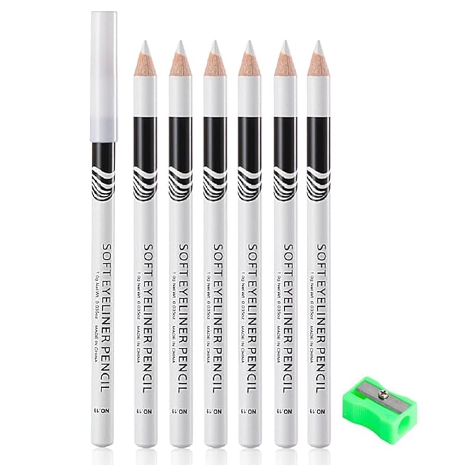 6Pcs Eyebrow Pencils for Women, Wooden Hard-Core White Eyebrow and Eyeliner Pencil, Long Lasting Waterproof and Sweat-Proof, Beginner Makeup Brow Pencil, Create a Natural Eye Brow Makeup