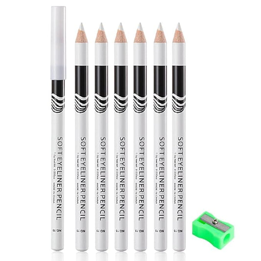 6Pcs Eyebrow Pencils for Women, Wooden Hard-Core White Eyebrow and Eyeliner Pencil, Long Lasting Waterproof and Sweat-Proof, Beginner Makeup Brow Pencil, Create a Natural Eye Brow Makeup