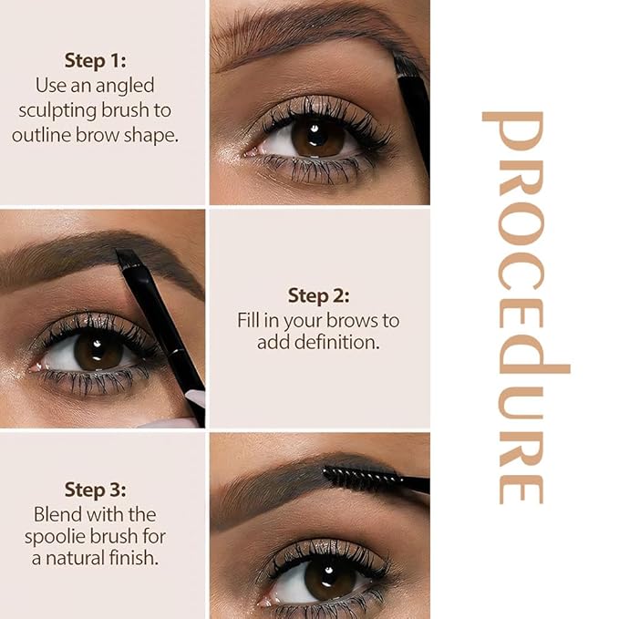 3 Colors Eyebrow Powder Kit for Women, Long-Lasting Waterproof Matte Brow Powder, Eye Brow Powder with 2 Double-ended Eyebrow Brush, Purse-Friendly Compact (A01#Light Medium Brown, 1Pcs)