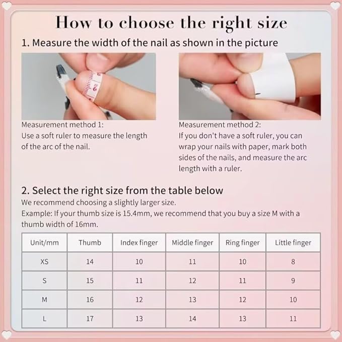 MAGLFELL 10Pcs Press On Nails Square Shape Hnadmade Fake Nails, Pink French Love Acrylic Nails, Reusable Artificial Gold Plated Decoration Square False Nails for Women (Size M)
