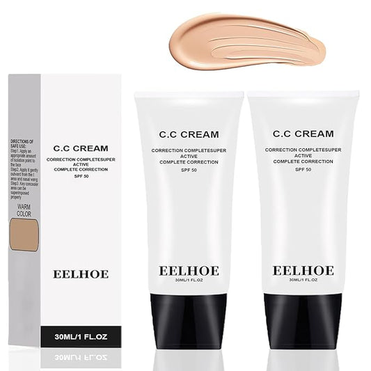 CC Cream Skin Tone Adjusting for Mature Skin,Moisturizes the skin and brightens the complexion Spf 50 (nature 2PCS)
