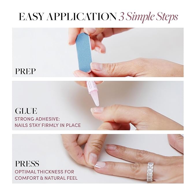 Glamnetic Press On Nails - Mauve Mood | Short Round Muted Purple Fake Nails, Salon Quality Nails | 12 Sizes - 30 Nail Kit with Glue