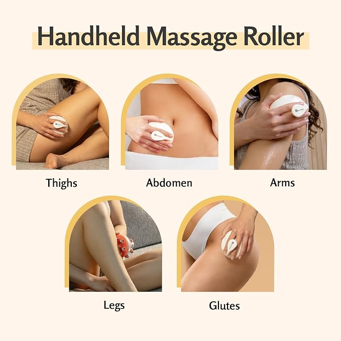 M3 Naturals Lymphatic Drainage Massager with Cooling Steel Rollers for Body Sculpting, Cellulite & Sore Muscles, Grip-Friendly with Ergonomic Design for Arms, Thighs, Glutes and Stomach Orange