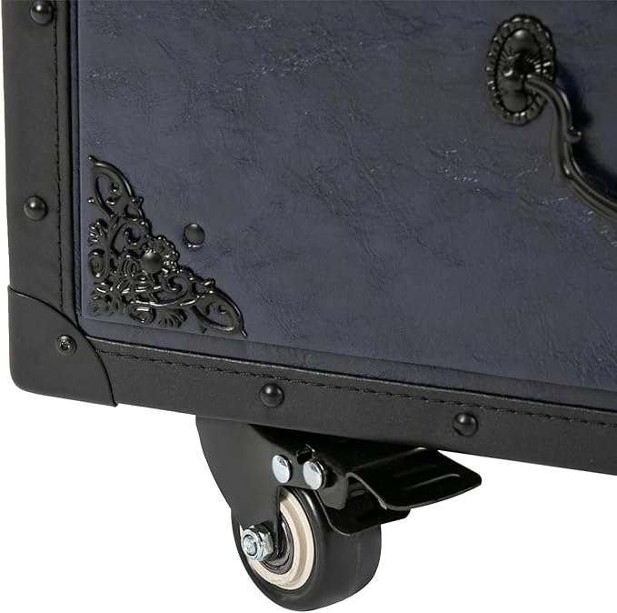 Rolling Makeup Case, Professional Makeup Train Case Hair Salon Luggage Hairdressing Trolley Travel Organizer Lockable Box with 3 Drawers Professional Makeup Case with Wheels(Balck Blue)