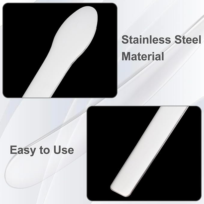 Pndeyo 3pcs Mini Metal Makeup Spatula, Silver Reusable Cosmetic Cream Spatulas Spoon, Skincare Scoop Applicator Facial Massage Beauty Tools for Mixing and Sampling Face Eye Cream- 2.73"×0.43"