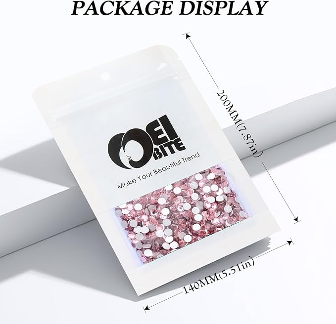 Meibite Pink Flatback Rhinestones, Glass Rhinestones for Nail Art and Craft, Glue Fix, Loose Crystal Gemstones(Pink, SS30, 576pcs, 6.4-6.6mm)