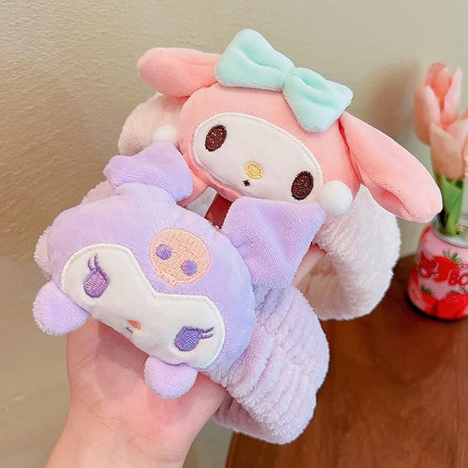 Kawaii Spa Headband for Washing Face, Cute Purple for Make Up, Washing, Party, Soft for Woman Girls