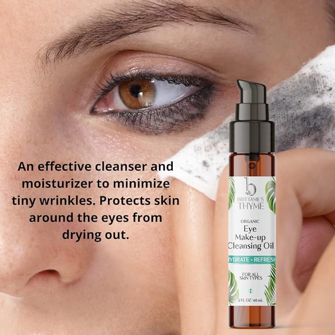 Brittanie's Beauty Eye Makeup Remover Cleansing Oil Serum 1oz | Gentle Anti-Aging, Hydrating Serum For Wrinkles, Fine Lines, Dark Circles, Puffiness, Bags w/Vitamin E & Squalane Oil