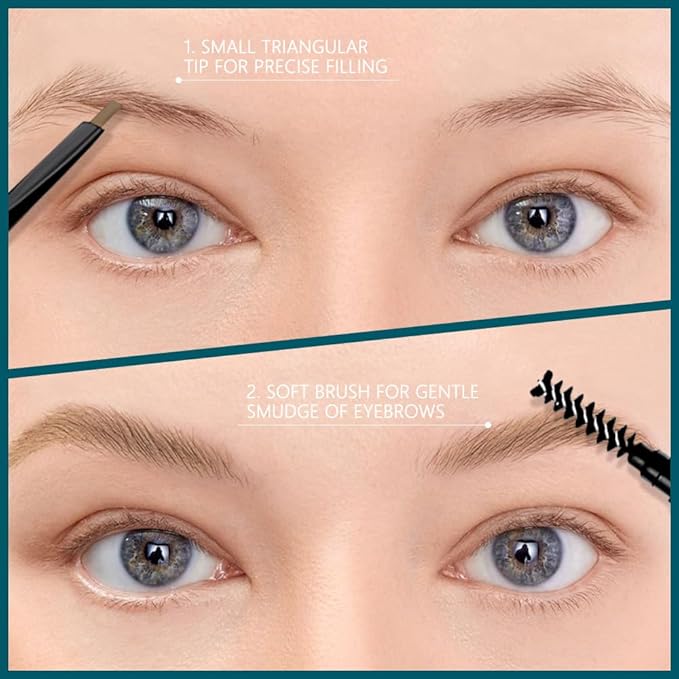 5 Pcs Eyebrow Pencils for Women, Waterproof Professional Makeup Micro Brow Pencil, Coffee Brow Kit with Eyebrow Brush, Ultra-Fine Mechanical Pencil, Vegan&Cruelty-Free (C03#Coffee)