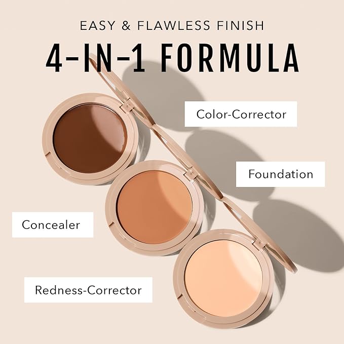 No Makeup Makeup Long-Lasting Lightweight Foundation & Brush Duo | Cruelty-Free, Fragrance-Free, Buildable, Transfer-Proof Makeup (Almond)