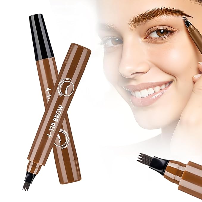 Microblading Eyebrow Pencils, 2026 Upgraded Waterproof 3D Microblading Eyebrow Pen, Ultra-Fine Tip for Natural Hair-Like Strokes, Smudge-Proof Long Lasting Brow Pen for Women (Dark Brown)