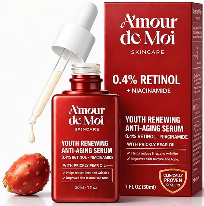 ADM Anti Aging Pure Retinol Serum For Face with Niacinamide - Resurfacing, Smoothing Fine Lines, Wrinkles, Acne Scars - Moisturizing Facial Skincare Treatment for Sensitive Skin - 1oz
