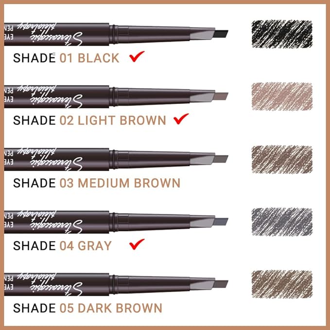 5 Pcs Ultimate Eyebrow Retractable Definer Pencils,Dual-Sided Natural Soft Textured Eyebrow Pencil, for Daily Look Eyebrow Makeup,Brow Brush,Fine Tip (2*black+2*milk tea+grey)