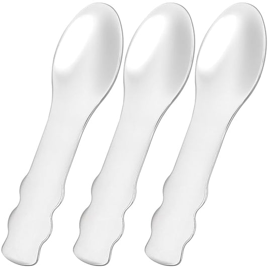Pndeyo 3pcs Mini Metal Makeup Spatula, Reusable Cosmetic Cream Spatulas Spoon, Skincare Scoop Applicator Facial Massage Beauty Tools for Mixing and Sampling Face Eye Cream- Silver