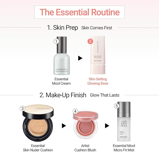 JUNG SAEM MOOL Skin Setting Glowing Base 1.35 Fl Oz, Hydrating Primer with Fine Pearls for Radiant Glow, Pore-Smoothing Pink Flower Complex, Makeup Base for Dry and Combination Skin, Korean Makeup