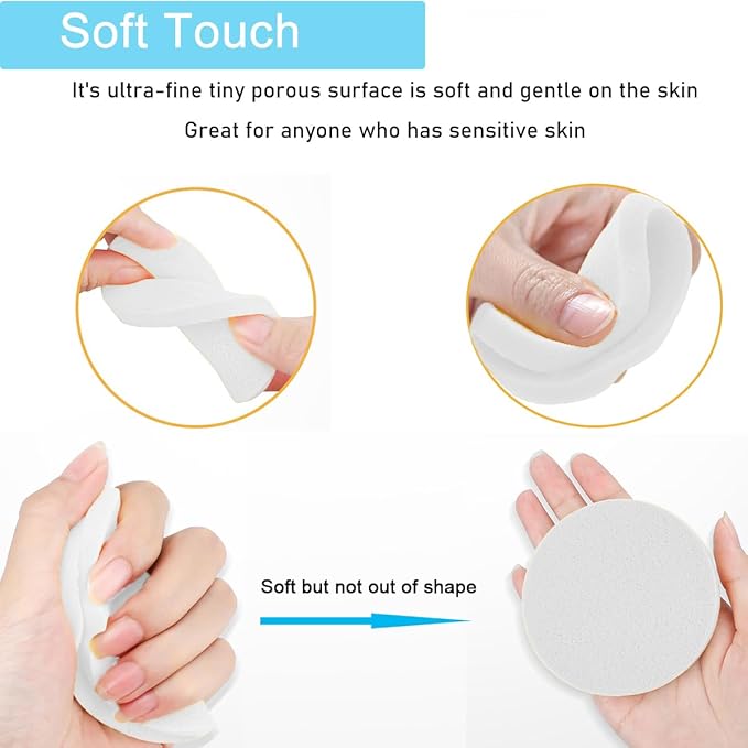 Mgiflw Compressed Facial Sponge,Reusable Makeup Blender 60 Count,Soft Round Wash Sponges for Estheticians Makeup Removal,Face Cleansing Exfoliating Compress Spa Pads for Women,White