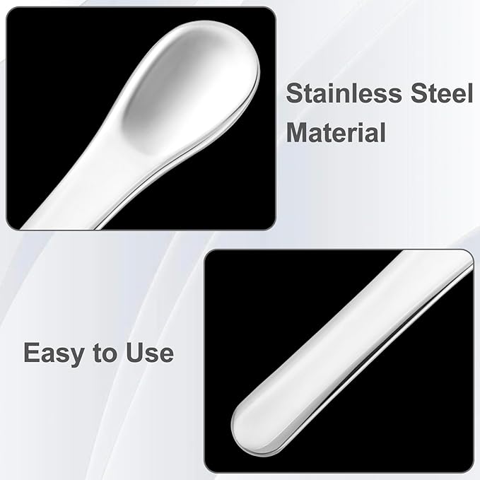 Pndeyo 3pcs Mini Metal Makeup Spatula, Reusable Cosmetic Cream Spatulas Spoon, Skincare Scoop Applicator Facial Massage Beauty Tools for Mixing and Sampling Face Eye Cream- Silver