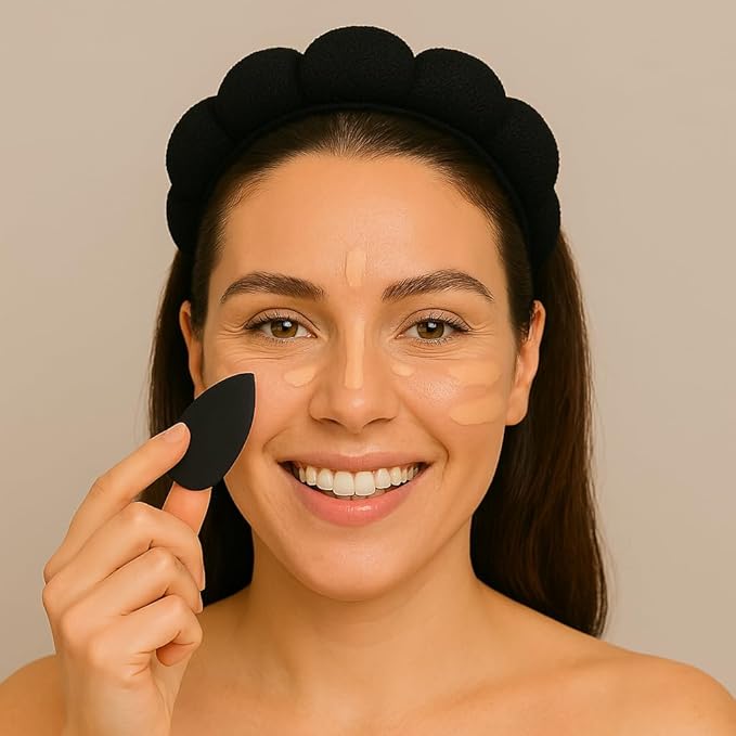 2 ORCHIDS Terry Cloth Skincare Headband for Washing Face - Makeup Headband for Women, Spa Hairband, Bubble Band, Face Wash Accessory, Getting Ready for Skincare Routine (Black)