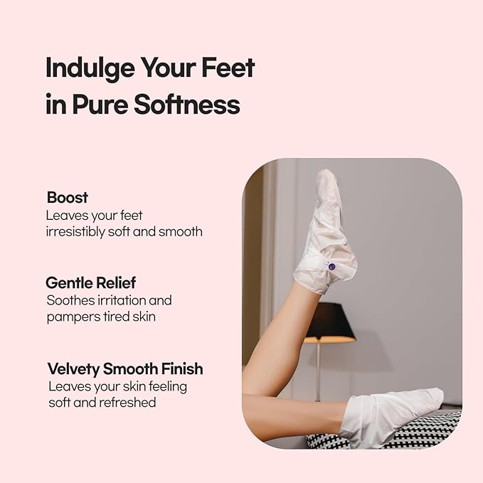 Epielle Moisturizing Foot Mask 6 Pairs, Soften with Sunflower Seed Oil & Vitamin E, Deep Moisturizing Socks for Dry, Cracked Feet, Self Care Gifts for Women, Spa Kit, Stocking Stuffers