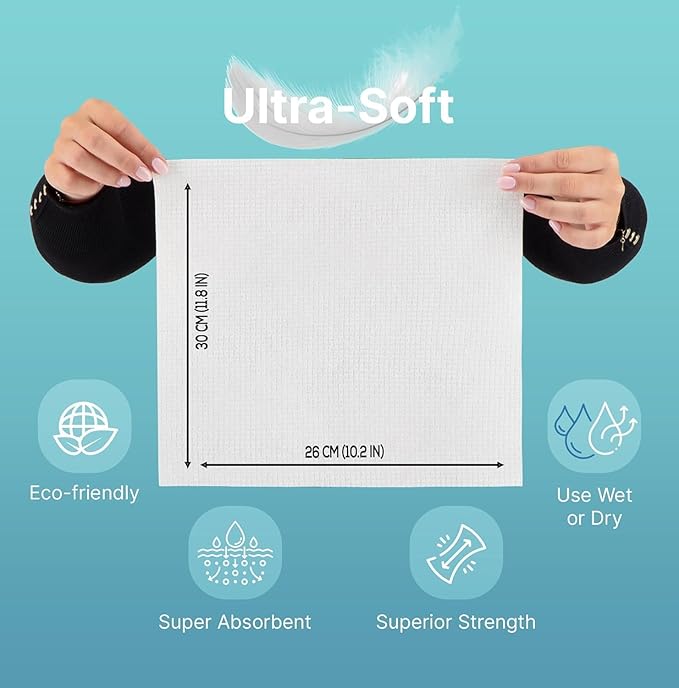 Face Towels,Disposable Face Towel, Facial Washcloth, Makeup Remover Dry Wipes,50 Ct,Clean Facial Towels for Sensitive Skin, (4, XL)