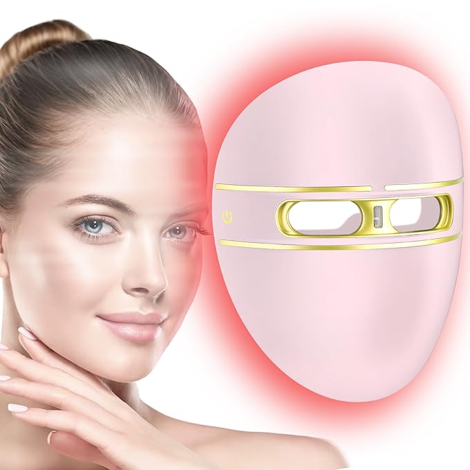 LED Face Mask Light Therapy, FSA Red Light Therapy for Face Wrinkle, Blue Light Therapy Mask for Face Acne, Rechargeable