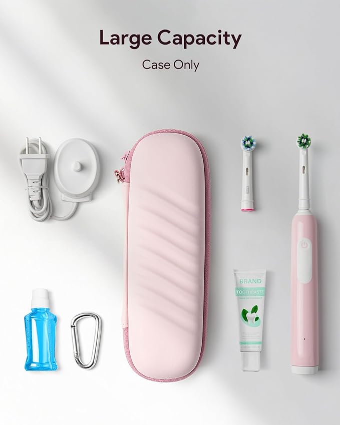 Electric Toothbrush Case for Oral-B Pro/iO/Philips Sonicare, Waterproof Traveling Toothbrush Storage Bag with Mesh Pocket Covers Protection (Pink)