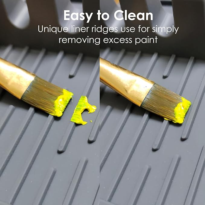 Paint Brush Holder Set, Portable Silicone Stands with 4 Slots, 2 Pack