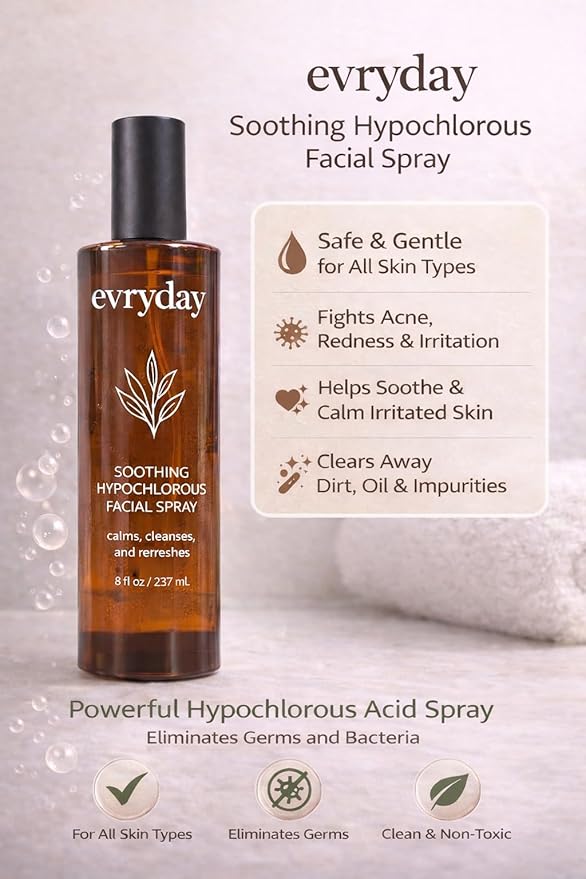 evryday™ Hypochlorous Acid Facial Mist 8oz | Gentle Facial Hydration Spray for Sensitive, Irritated and Acne-Prone Complexions | pH-Balanced Daily Toner & Piercing Care Support