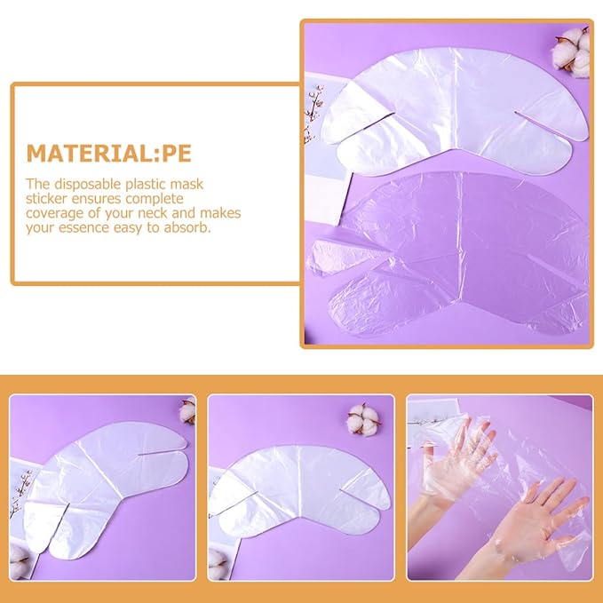 OATIPHO Disposable Neck Mask Patches 200Pcs PE Plastic Toner Mask Sheets Hydrating Skin Care Salon Use