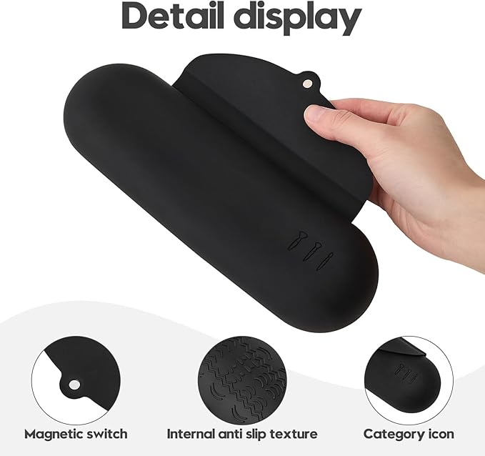 JASAQE Silicone Makeup Brush Holder，Travel Makeup bag-Soft Portable Cosmetic Face Brushes Holder，Large Travel Makeup Brush Case with Anti-Fall Out Magnetic Closure