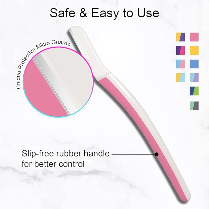 THURLADY Dermaplane Razor for Women Face, Eyebrow Razor, Face Razors for Women Dermaplaning, Peach Fuzz Remover, Gentle Exfoliation & Facial Hair Removal, Travel Essentials, (12 pcs, Pearl Blush)