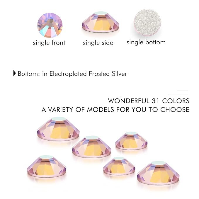 1440Pcs Pink AB Crystal Rhinestones,Glass Flatback Rhinestones Gemstones for Nail Face Makeup Art Crafts Clothes Decoration -(SS20,4.8mm,Pink AB)