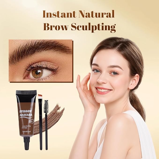 Three Dimensional Eyebrow Dye Cream,Long-lasting Waterproof Smudge-proof Liquid Eyebrow Gel,Thickening Brow Mascara Professional Brow Color Kit (#04)