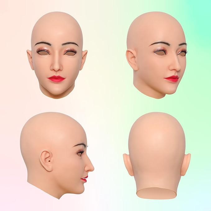 Realistic Female Silicone Head Mask Novelty Adults Full Face Mask Cosplay Halloween Crossdresser Party Mask