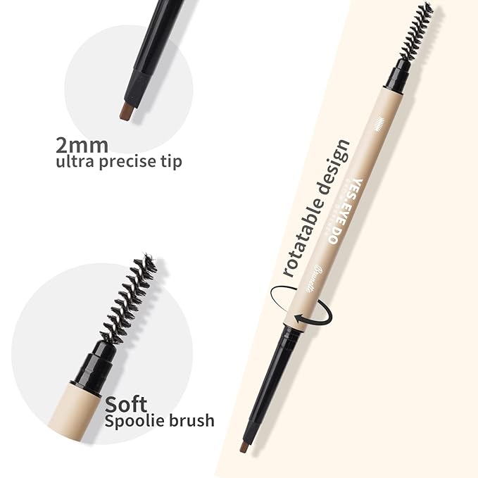Taupe Eyebrow Pencil, Mechanical Double Head Precise Brow Pencil with Spoolie, Ultra Precise Eyebrow Definer Pencil, Ultra Fine Tip For Precision, Vegan & Cruelty Free, Taupe, YES.EYE DO