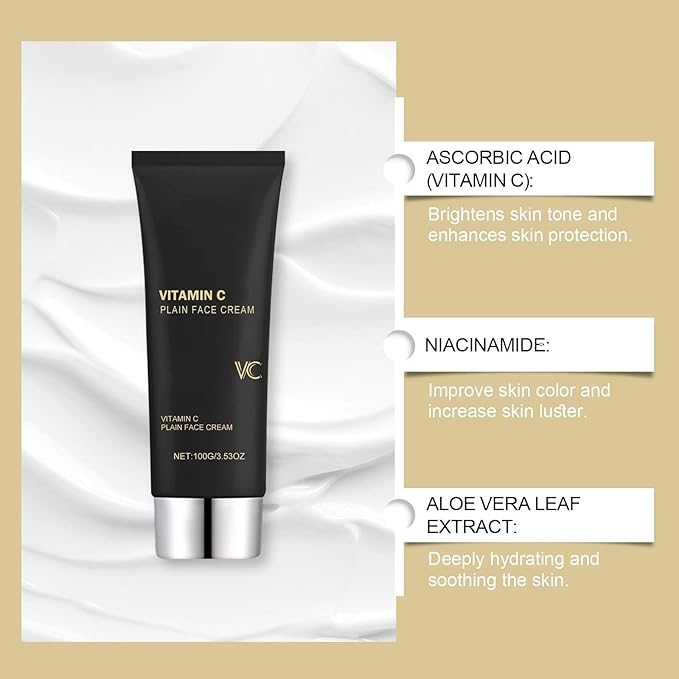 Vitamin C Niacinamide Tone-Up Cream, Hydrating Moisturizer with Brightening Effect, Lightweight Natural Concealer Cream for Radiant Skin 100g